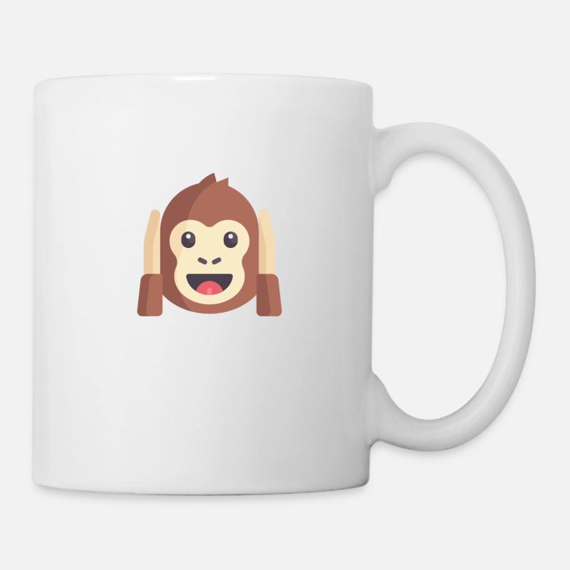 émoticône de singe mignon - Mug blanc - blanc