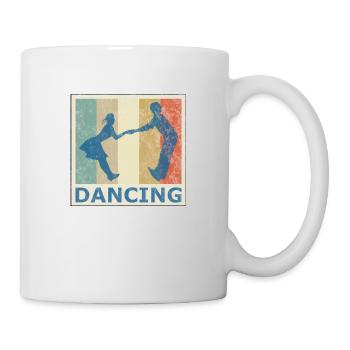 Retro vintage style dancing dance couple music - Mug - white - Right