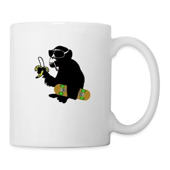 singe de planche à roulettes - Mug blanc - blanc - Droite