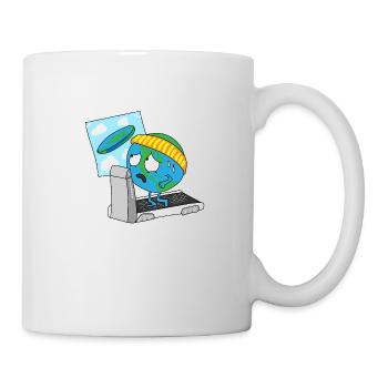runde Erde Scheibe Erdscheibe Erdkugel Planet - Tasse - Weiß - Rechts