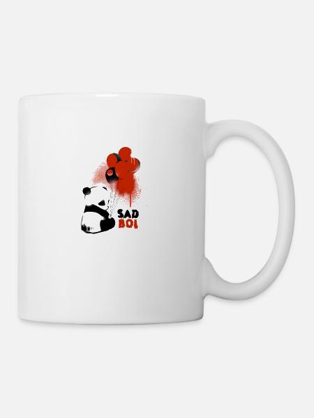 Triste Boi Panda avec des graffitis de ballons - Mug blanc - blanc