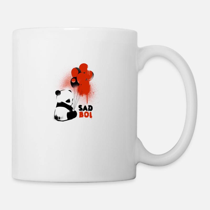 Sad Boi Panda mit Luftballons Graffiti - Tasse - Weiß