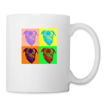 Pop Art Style Süßer Mops Hundekopf - Geschenkidee - Tasse - Weiß - Rechts
