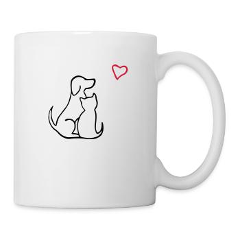 dog cat love - Mug - white - Right