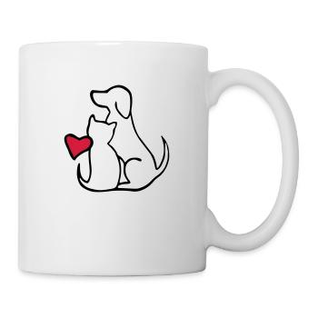 hund und katze lieben sich - Tasse - Weiß - Rechts