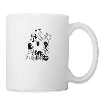 Haus und Tiere im Wald Naturliebe Geschenk - Tasse - Weiß - Rechts