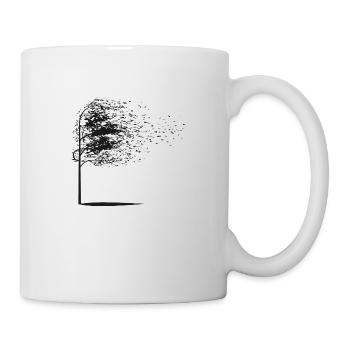 Baum Blätter Herbst schwarz Geschenk - Tasse - Weiß - Rechts