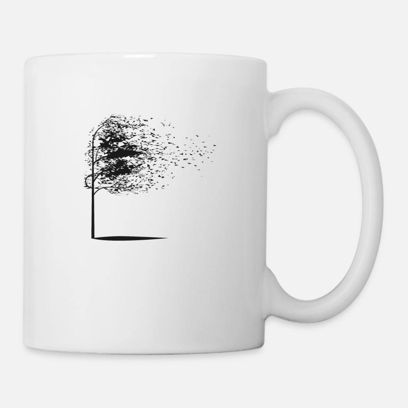 Baum Blätter Herbst schwarz Geschenk - Tasse - Weiß