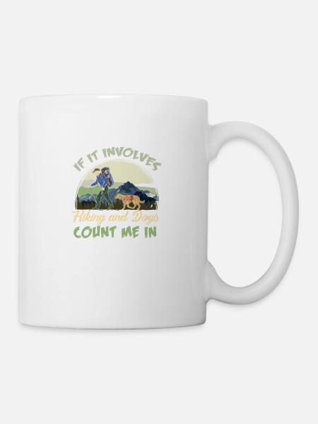 Randonneurs randonnée chiens montagne forêt cadeau sac à dos - Mug blanc - blanc