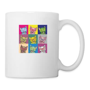 Katzen Pop Art - Tasse - Weiß - Rechts