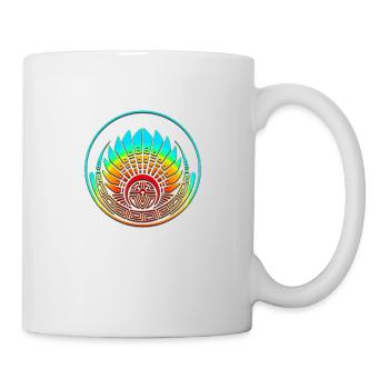 Kornkreis - Maya Maske - Symbol Zeitenwende - Tasse - Weiß - Rechts