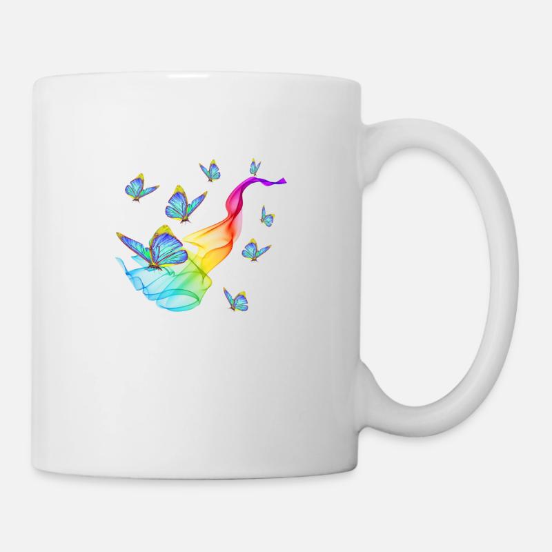 Papillons arc-en-ciel - Mug blanc - blanc