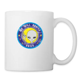 Alien va bientôt sortir de l'espace avec l'OVNI. - Mug blanc - blanc - Droite