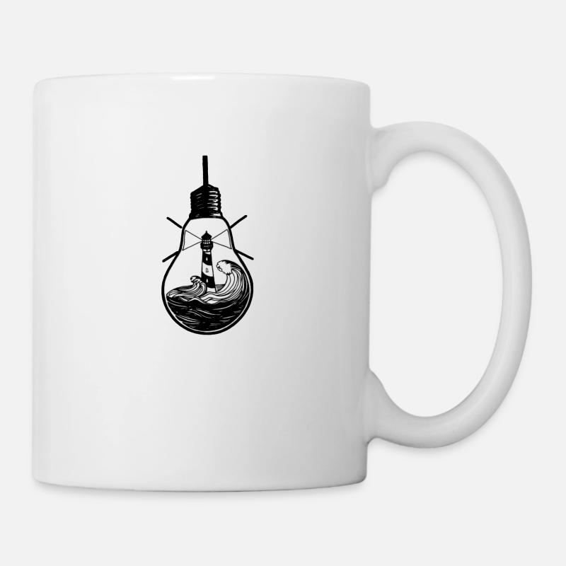 Lighthouse in the Gluehbirne - Mug - white