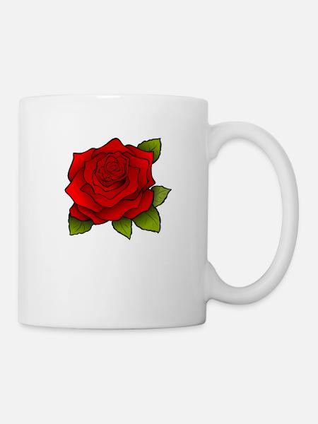 Une belle rose sur la poitrine - Mug blanc - blanc