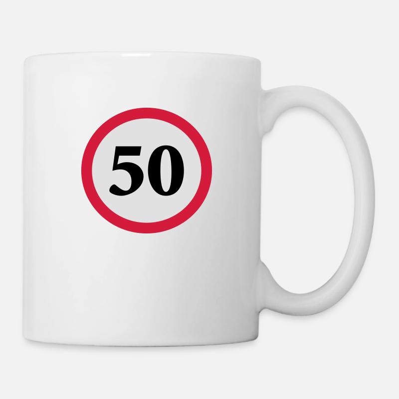 geschwindigkeitstafel_50 - Tasse - Weiß