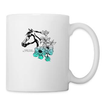 Pferd und Blumen - Pferdestall von Stralunatica - Tasse - Weiß - Rechts
