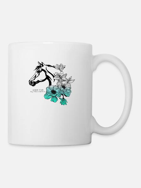 Horse and Flowers - HORSE STUFF BY STRALUNATICA - Mug - white