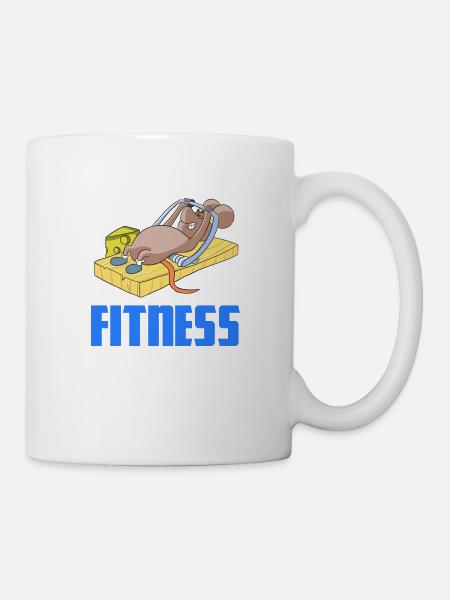 Fitness Maus Bodybuildung Gewichtheben Mausefalle - Tasse - Weiß