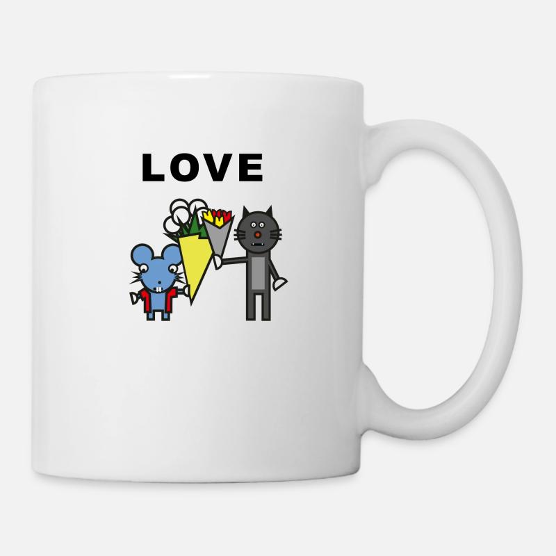 Katze Maus Liebe Geschenk - Tasse - Weiß