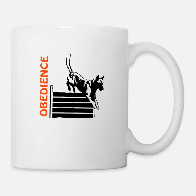 Obedience Hürdensprung mit Malinois - Tasse - Weiß