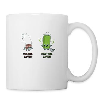 Kaffee Koffein Junkie Akku Lustig Batterie Witzig - Tasse - Weiß - Rechts