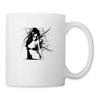 Hot Girl (Black White Edition) schwarz weiss - Tasse - Weiß - Rechts
