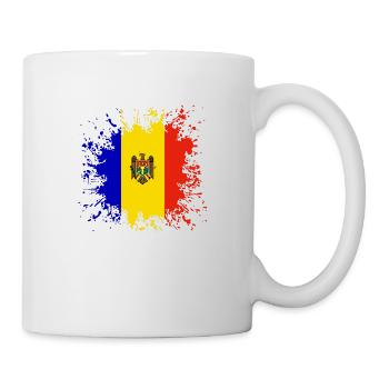 Moldau Flagge Farbspritzer - Tasse - Weiß - Rechts