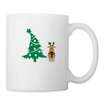 renne et l'arbre de Noël - Mug blanc - blanc - Droite