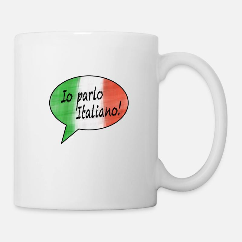 Je parle italien avec le drapeau comme bulle - Mug blanc - blanc