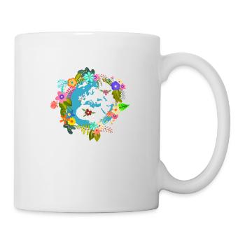 Globe terrestre fleurs - Mug blanc - blanc - Droite