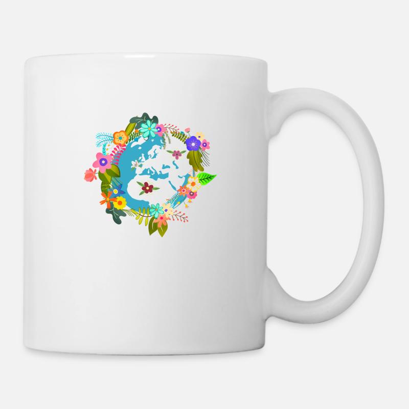 Flowers earth globe - Mug - white