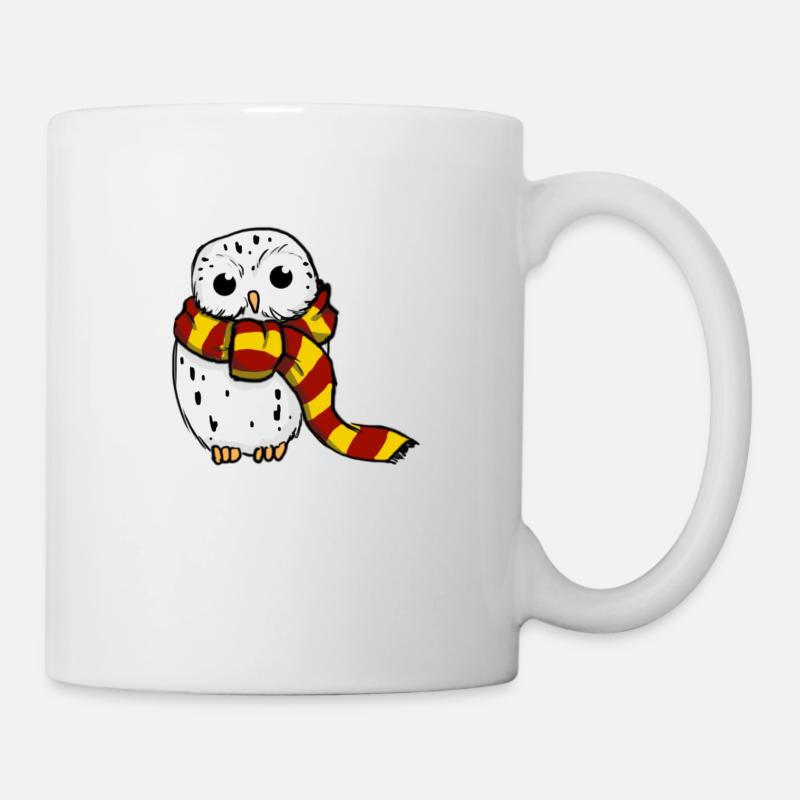 Schneeeule - Rot-Gelb - Tasse - Weiß