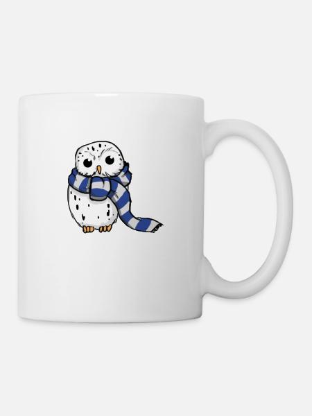 Schneeeule Blau-Weiß - Tasse - Weiß