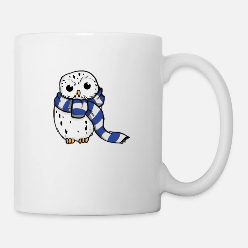 Schneeeule Blau-Weiß - Tasse - Weiß