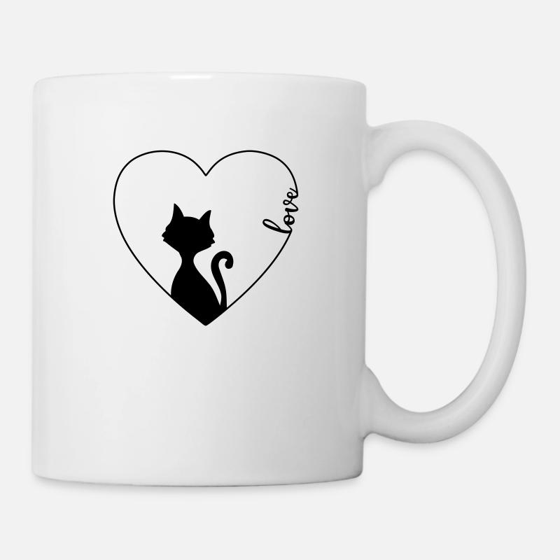 Katze Herz Liebe Love Katzenliebhaber Geschenkidee - Tasse - Weiß