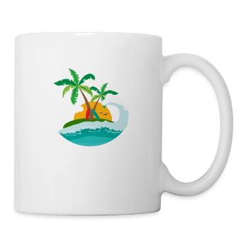 Surfing - Sunset beach palm and wave - Mug - white - Right