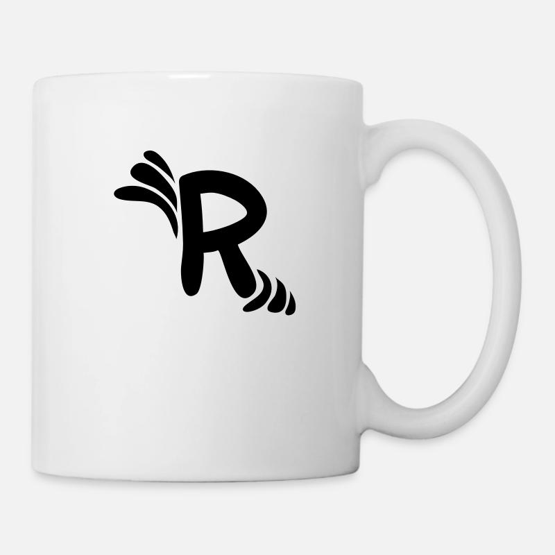 Buchstabe R & Muster - Tasse - Weiß