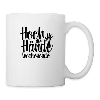 Fête de fin de semaine mains fortes disant cadeau - Mug blanc - blanc - Droite