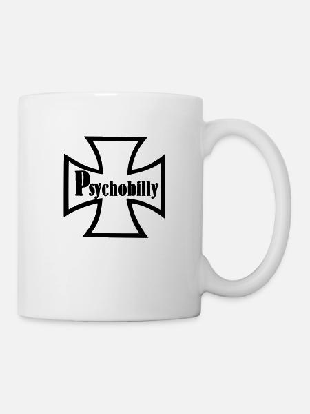 PSYCHOBILLY,ROCK,GUITAR,FLATTOP,PLAT,guitare,musiq - Mug blanc - blanc