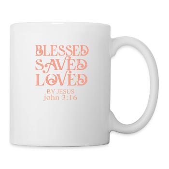 BLESSES SAVED AND LOVED BY JESUS - Mug blanc - blanc - Droite