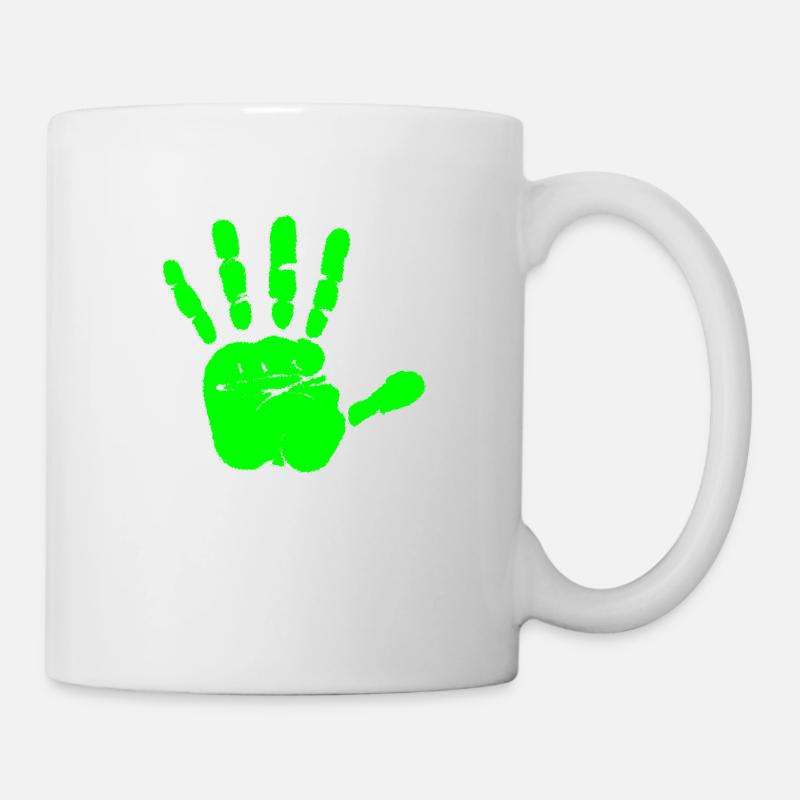gruene abstrakte hand - Tasse - Weiß