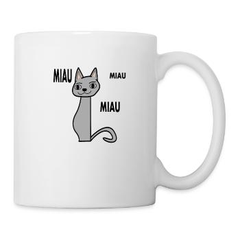 miauende graue Katze mit hellbraunen Ohren - Tasse - Weiß - Rechts