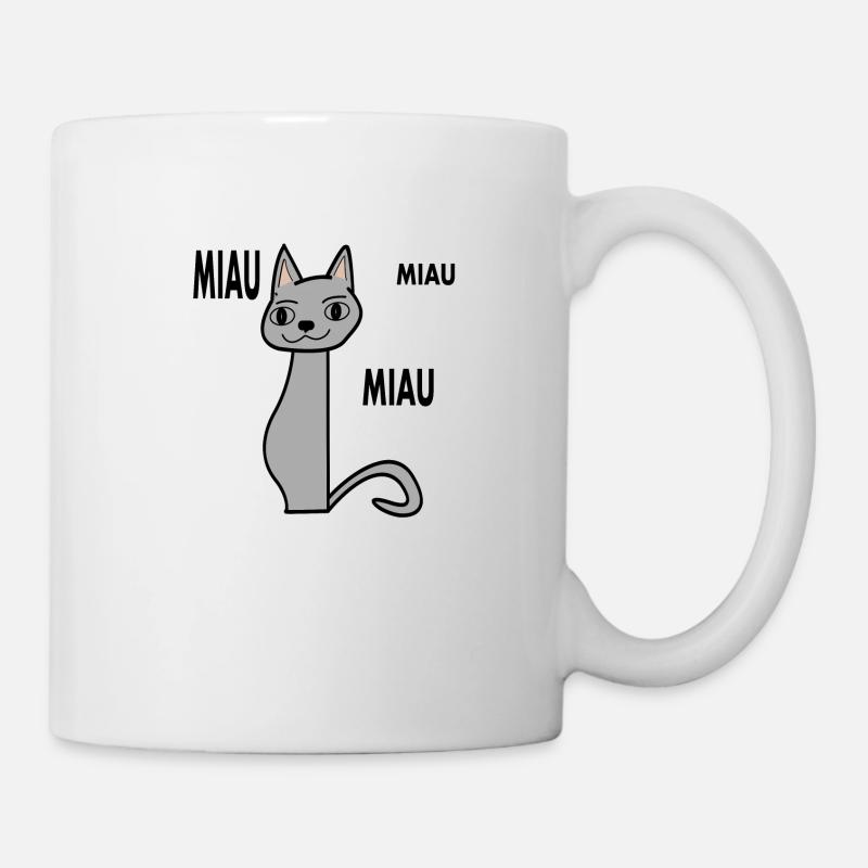 chat gris miautant avec les oreilles brun clair - Mug blanc - blanc