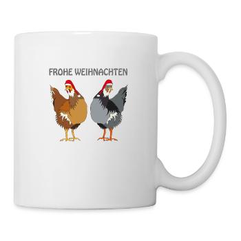 Frohe Weihnachten mit Hühner - Tasse - Weiß - Rechts