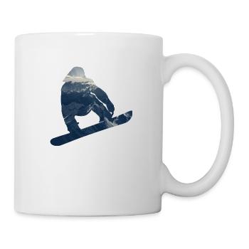Snowboarder double exposure - Mug - white - Right