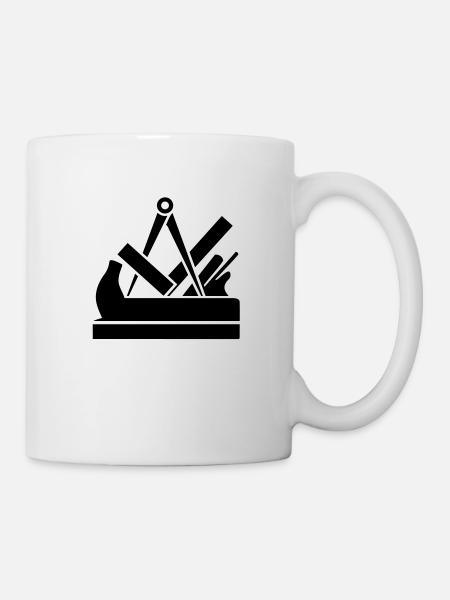 Tischler Schreiner Zeichen werkzeug hobel - Tasse - Weiß