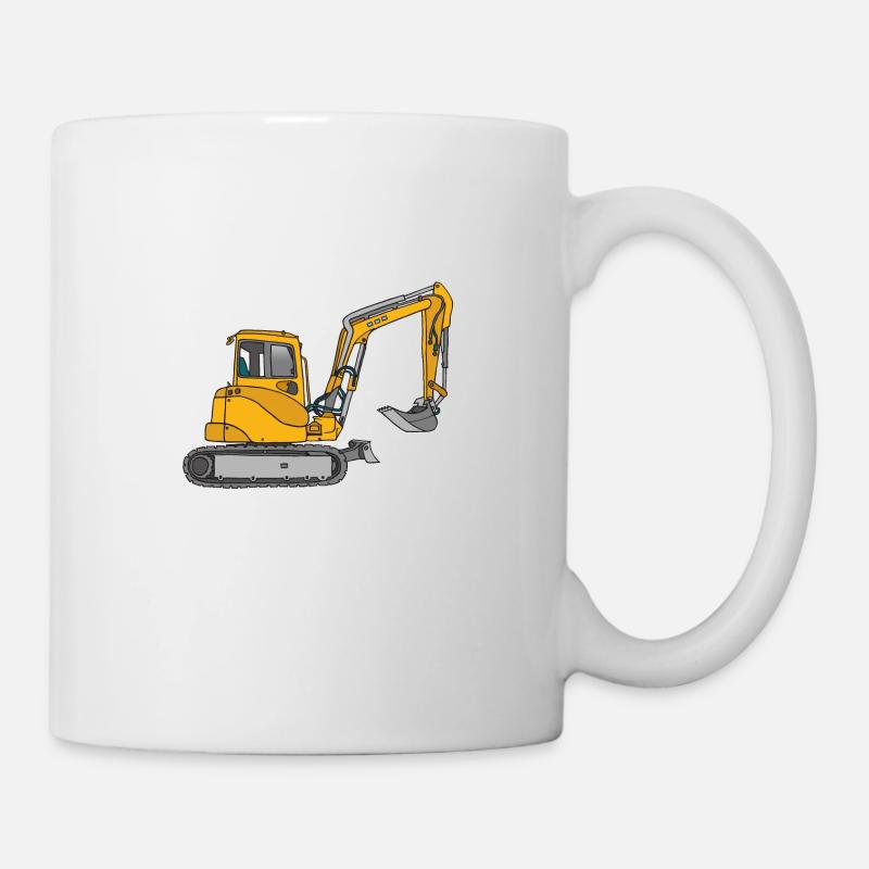 BAGGER, gelbe Baumaschine mit Schaufel und Ketten - Tasse - Weiß