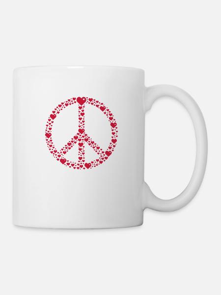 peace with hearts (1c) - Tasse - Weiß