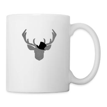 Deer with cylinder black with texture costume - Mug - white - Right